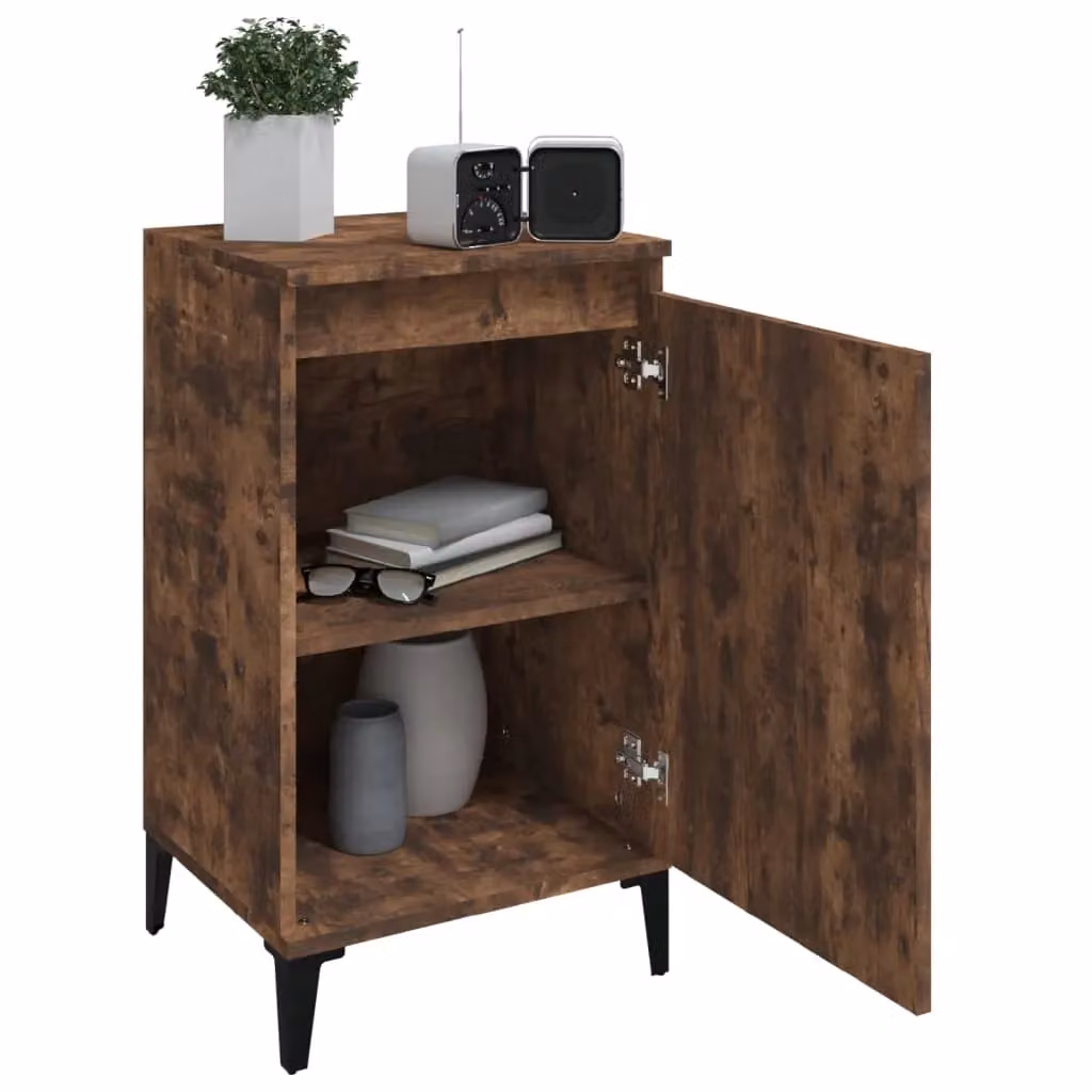 Berkfield Home Set of 2 Smoked Oak Bedside Cabinets in Brown, W/D/H: 40 x 35 x 70 cm – 4