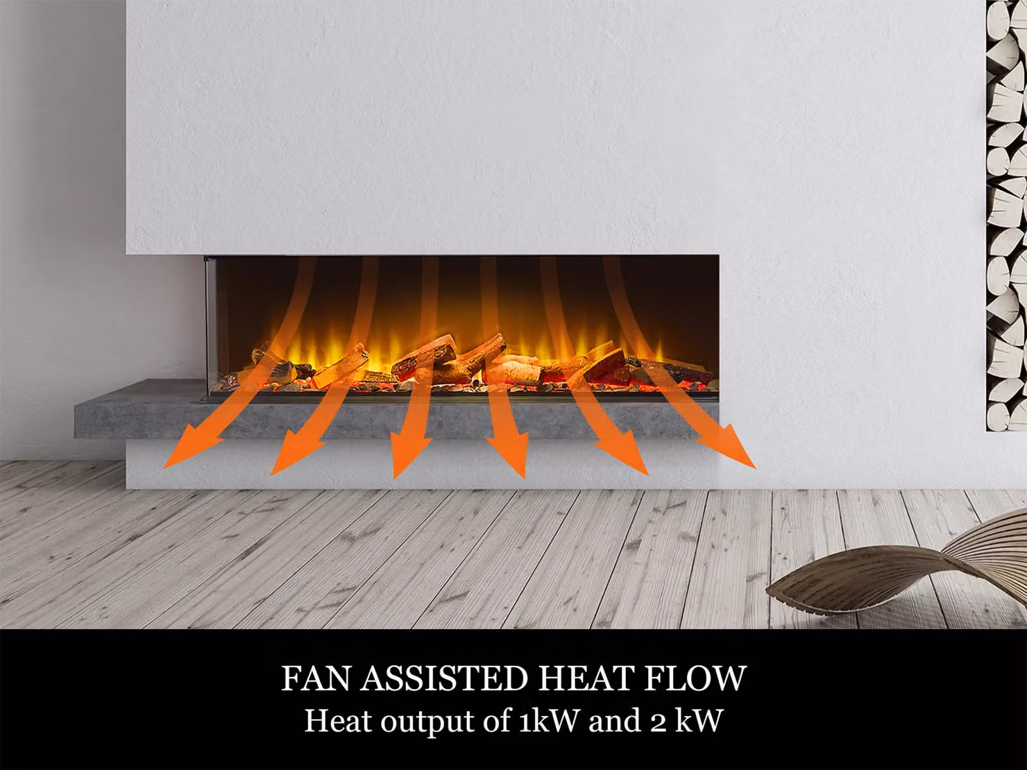Acantha Aspire 100 Corner View Media Wall Electric Fire in Black – 5