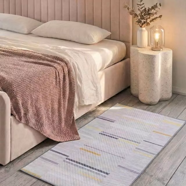 Wyld and Coco Grey and Yellow Abstract Polyester Rug, W: 80 cm, L: 150 cm – 1