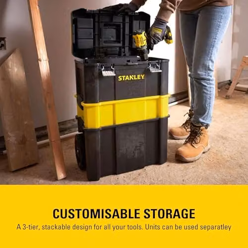 Stanley Stackable Rolling Workshop Toolbox with Inserts, Black – 2