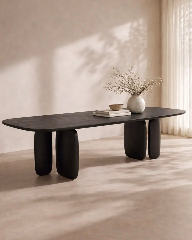 Tommy Franks Underline 280 Rectangular Dining Table in Black Oak, W: 280 cm, D: 120 cm, H: 75 cm