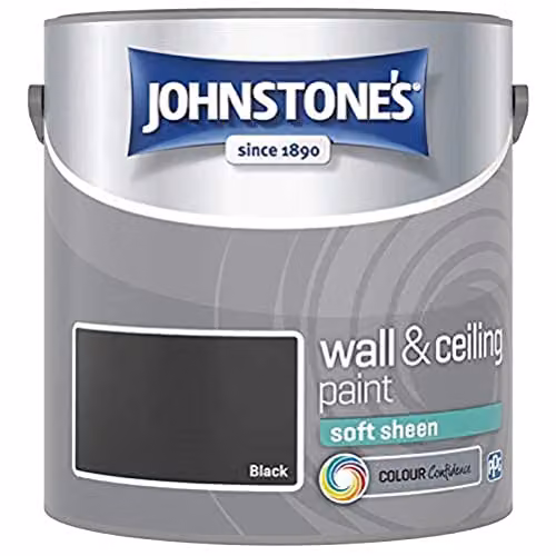 Johnstone's Soft Sheen Wall and Ceiling Paint, Black, 2.5L – 1