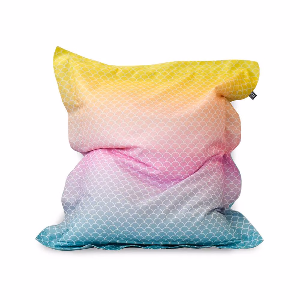 rucomfy Kids Mermaid Squarbie Bean Bag, Multicolour Floral Fabric Seat and Lounge Chair with Removable Cover – 3