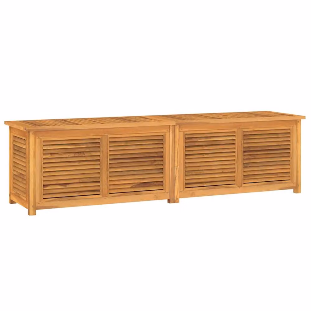 Berkfield Home Garden Storage Box with Bag in Brown Solid Teak Wood, W/D/H: 200 x 50 x 53 cm – 2