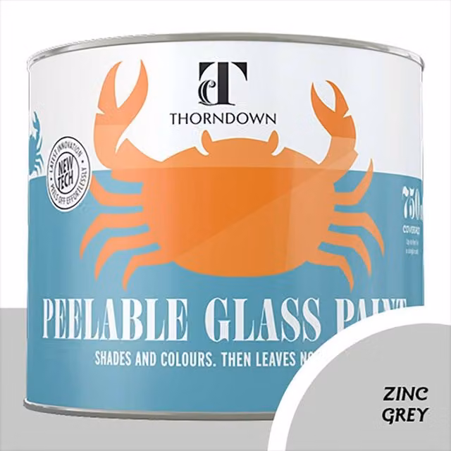 Thorndown Zinc Grey Peelable Glass Paint in Satin Grey, 11.5 cm
