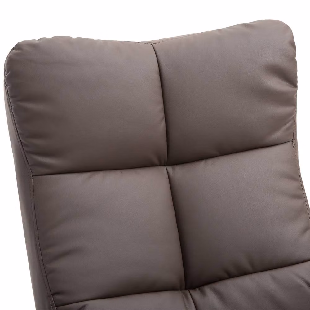 STILVORA Brown Synthetic Leather Recliner Chair with Matching Storage Ottoman – 6