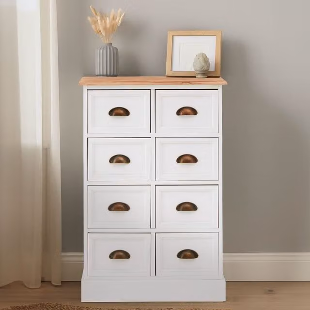 Orsina 8 Drawer Minimalist Chest of Drawers in White, W/D/H: 120 x 40 x 81 cm – 1