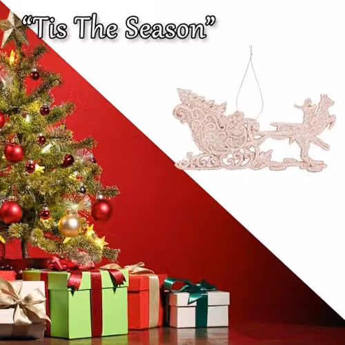VFM e-Store Rose Gold Flower Christmas Tree Decoration Ornament, H 15.5 x W 14.5 x D 0.3 cm – 6