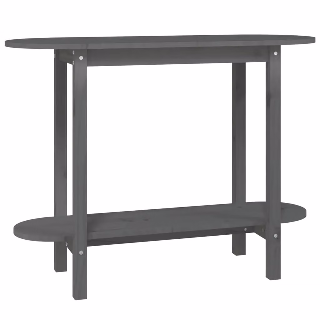 Berkfield Home Grey Rustic Solid Wood Pine Console Table W/D/H: 110 x 40 x 80 cm – 2
