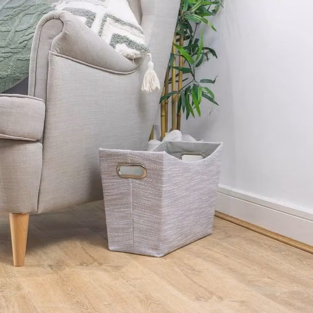 EONLION Open Weave Fabric Magazine Storage Holder in Grey, Width: 50 cm