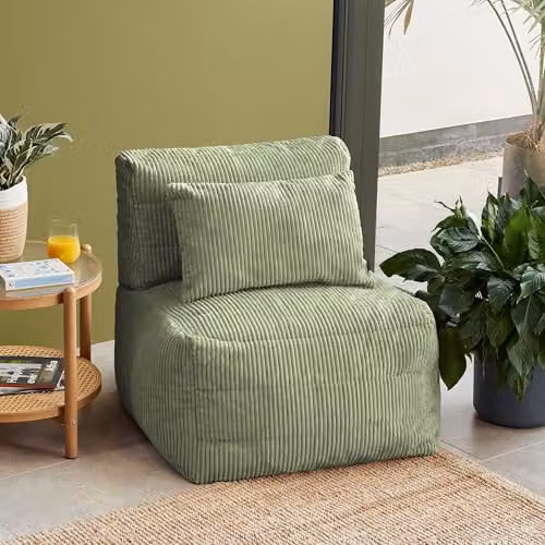 icon Noa Bean Bag Chair in Green Jumbo Cord Fabric – 2