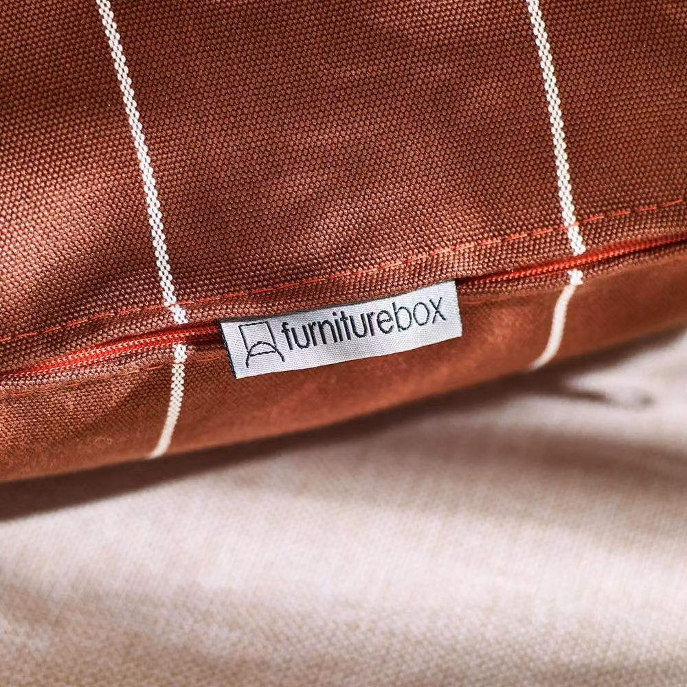 FurnitureboxUK Pair of Brown Striped Square Outdoor Polyester Cushions, W: 43 cm x D: 43 cm – 2