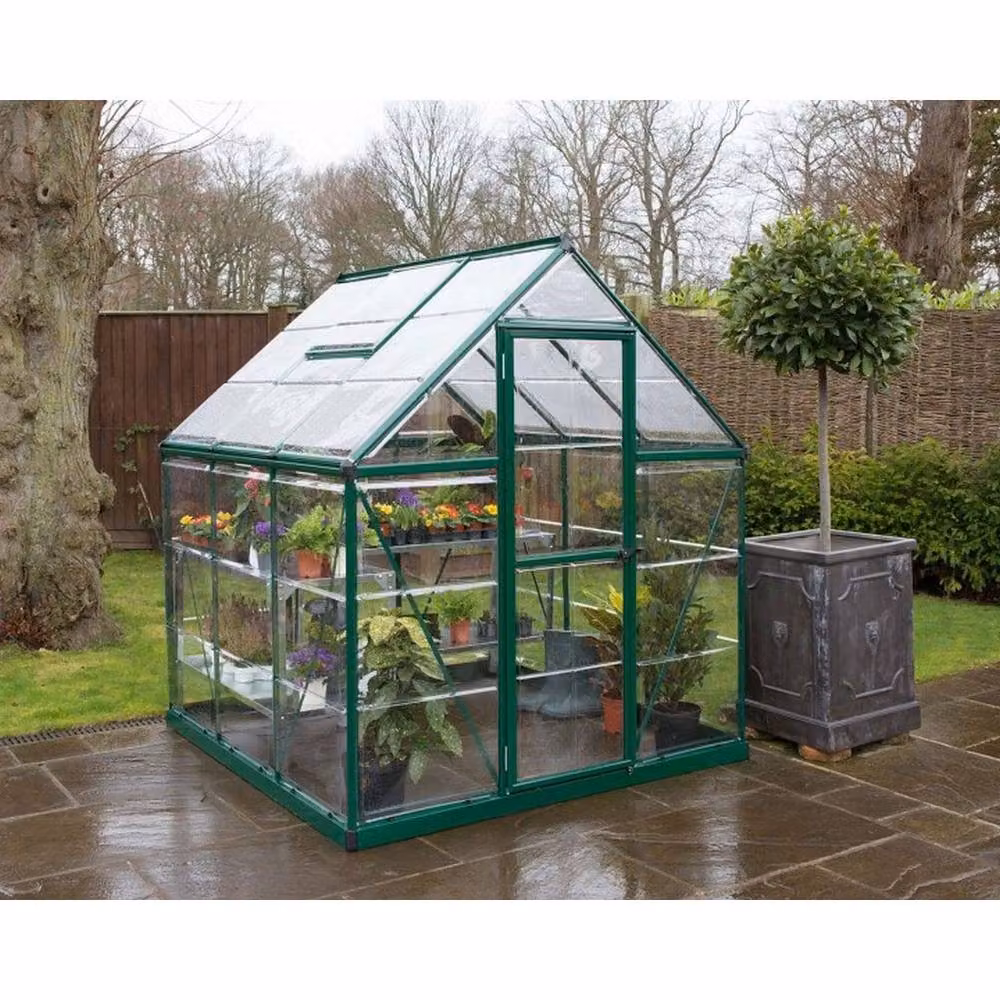 Palram Harmony Greenhouse in Green with Polycarbonate Panels, L186 x W185 x H208 cm – 2