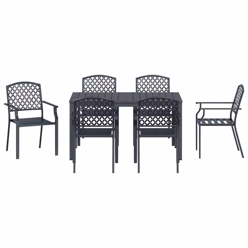 Berkfield Home Modern 7 Piece Anthracite Steel Garden Dining Set – 4