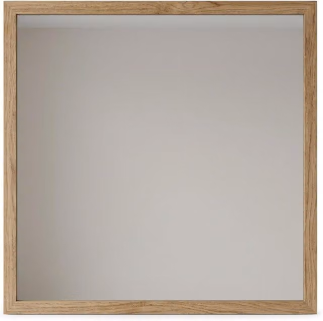 Decortie Mars Square Wall Mirror with Wood-Effect Frame in Brown Whiskey Oak