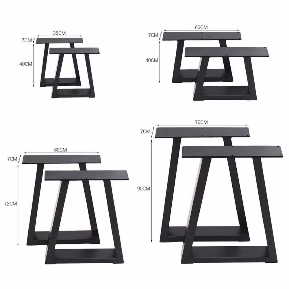 Kelvenix 2x Heavy Duty Industrial Metal Legs, Black, W: 7 cm, D: 70 cm, H: 90 cm – 2