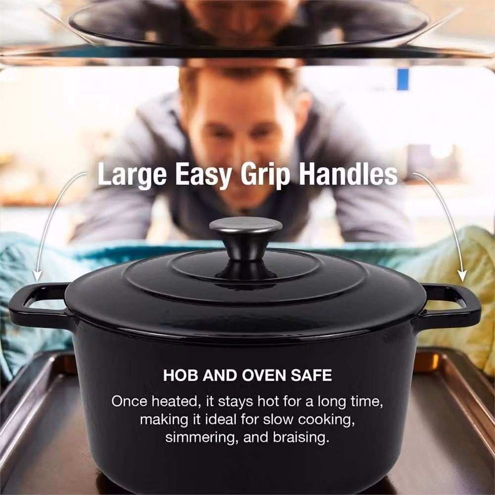 Nordara Black Enamel Cast Iron 5L Casserole Pot – 6