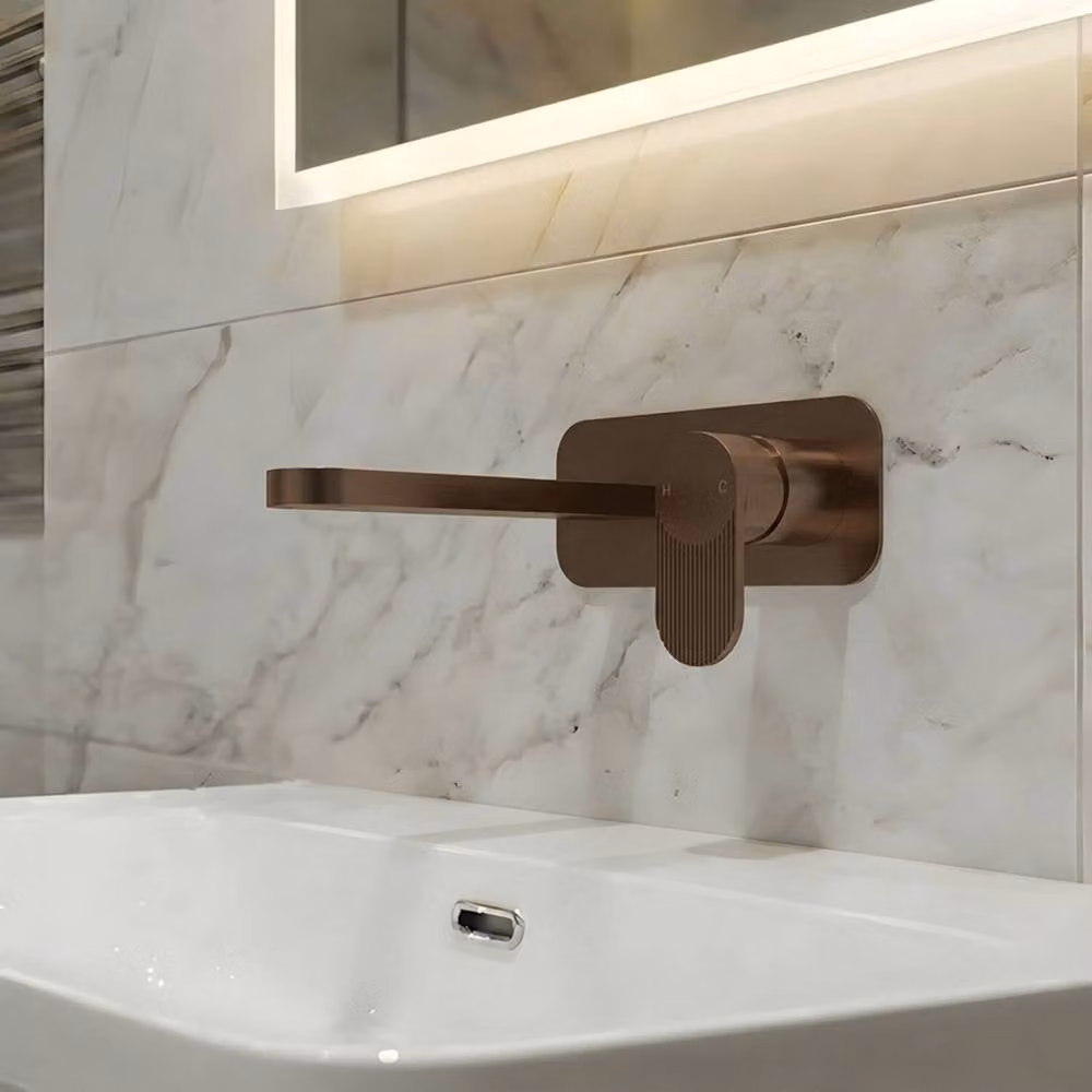 Balterley Rileyhill Fluted 2 Tap Hole Basin Mixer in Brushed Bronze Brown – 2