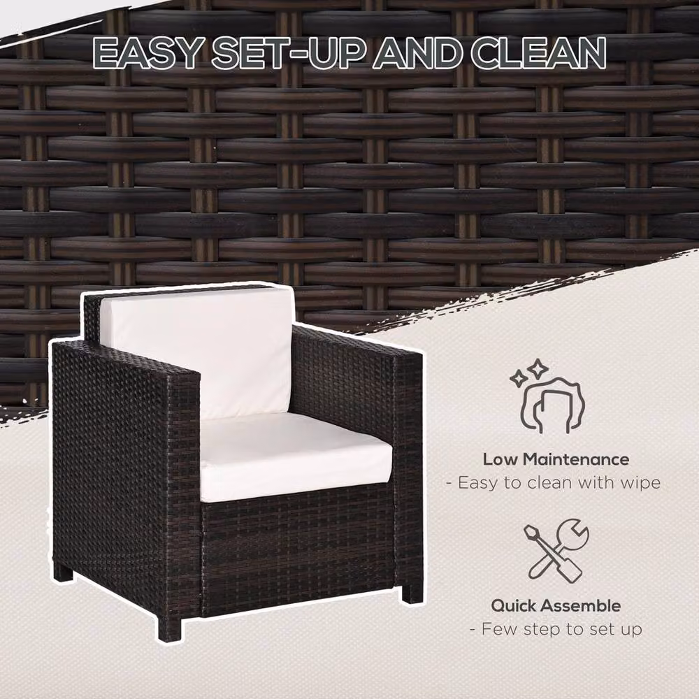 NESTLUNE Black Polyrattan Garden Armchair with Cushions – 3