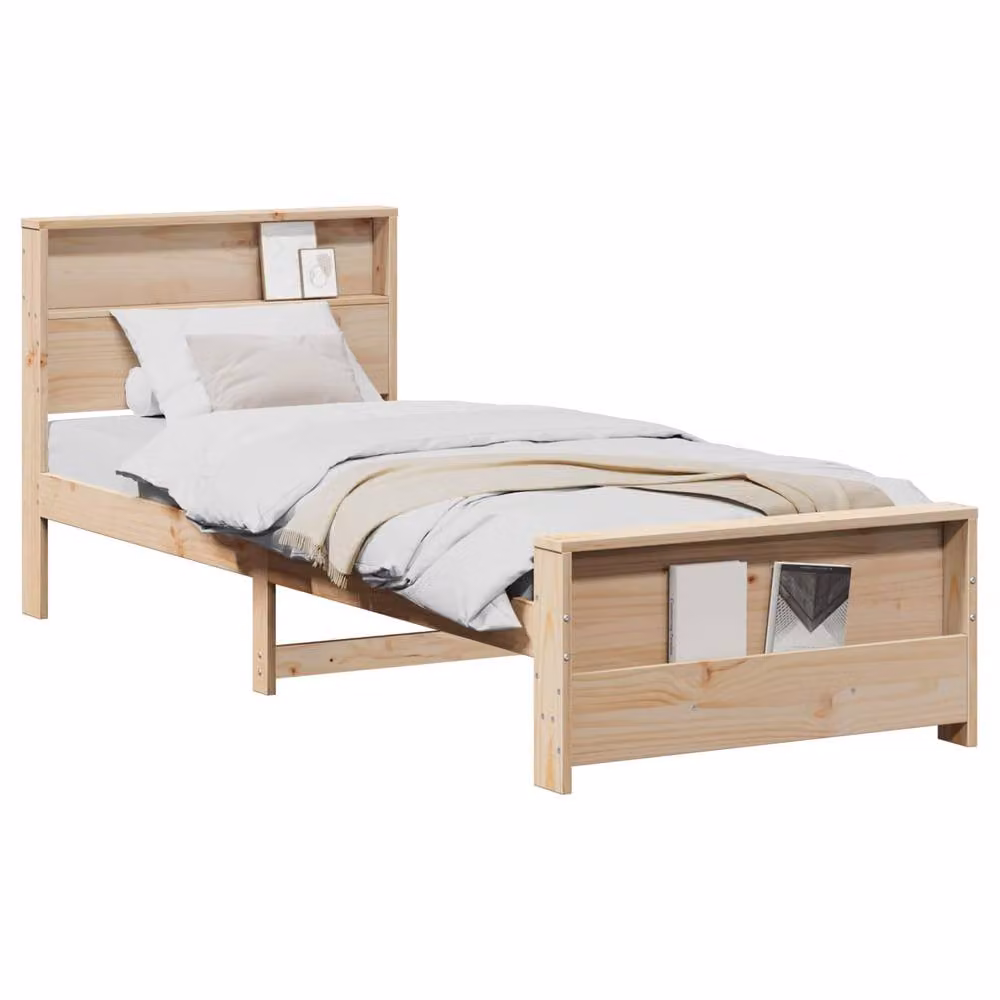 Berkfield Home Modern Bed Frame with Headboard in Brown and Beige, W: 75 cm, L: 190 cm – 2