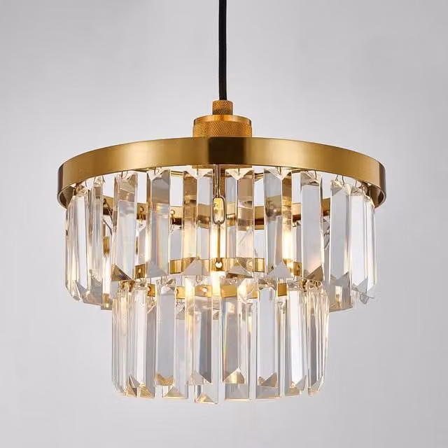 Harper Living Multi-Layer Easy Fit Cylinder Lampshade in Gold and Black with Crystal and Metal Details