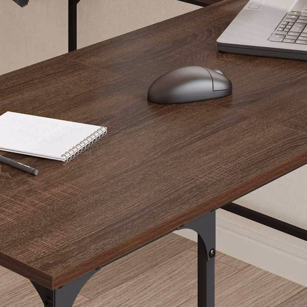 Berkfield Home Brown Oak Corner Desk, W/D/H: 139 x 139 x 75 cm – 2