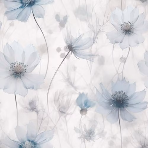 Muriva Lissa Flowers Blue and White Floral Botanical Matte Wallpaper