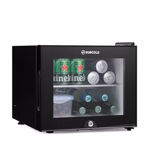 Subcold Aire20-G LED 20L Thermoelectric Mini Fridge with Glass Door and Interior LED Light, Black
