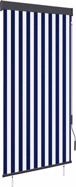 Berkfield Home Outdoor Roller Blind in Blue and White, W/H: 100 x 250 cm