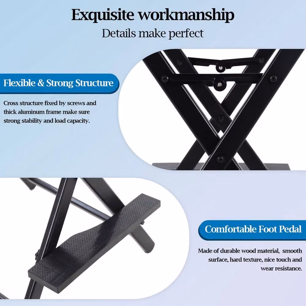 PAWNORA Black Folding Makeup Artist Chair with Armrests – 2