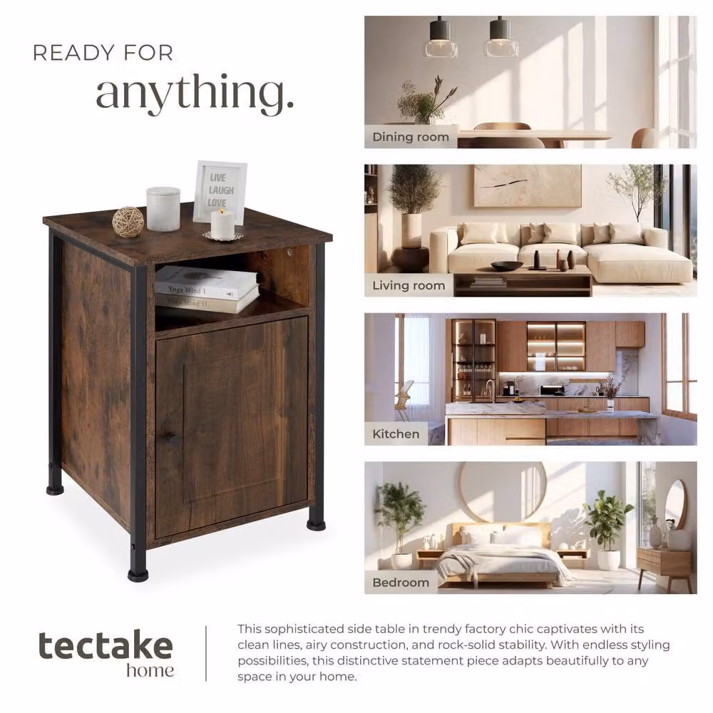 tectake Blackburn Industrial Bedside Table in Brown and Black – 7