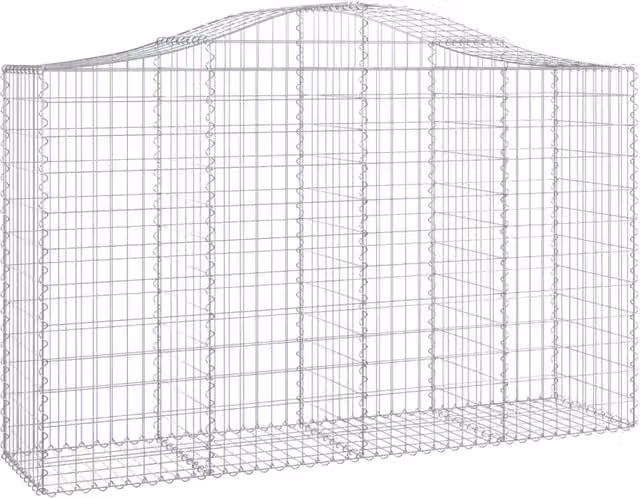 Berkfield Home Decorative Arched Gabion Baskets, 4 Piece Set, Silver Galvanised Steel, W/D/H: 200 x 50 x 120/140 cm