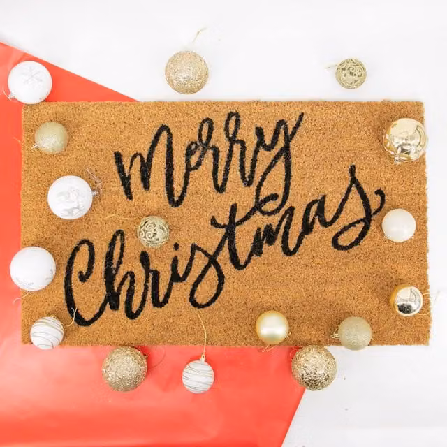Artsy Mats Scribbly Merry Christmas Coir Doormat in Brown, W: 75 cm, D: 45 cm – 1