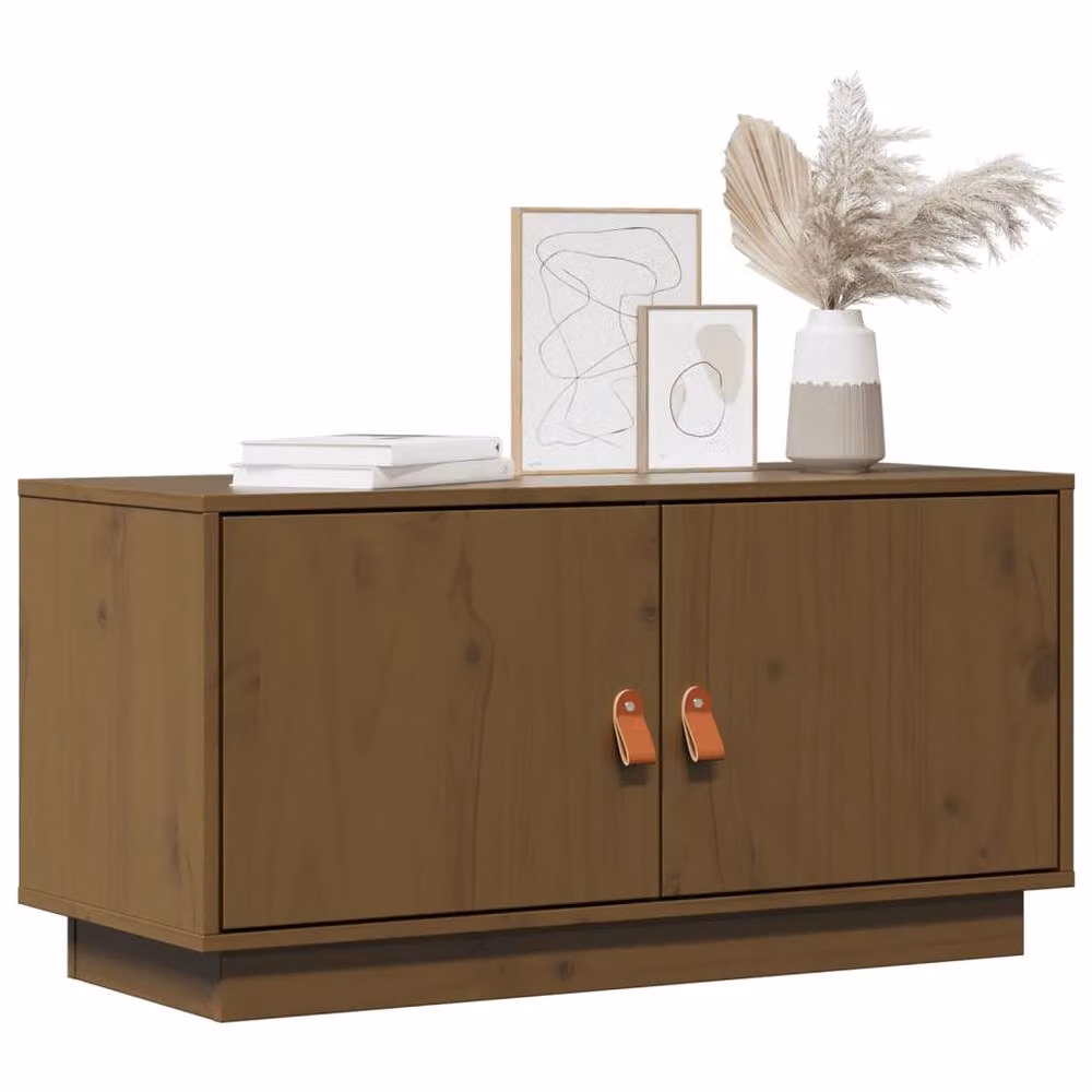Berkfield Home Rustic Honey Brown Solid Wood Pine TV Cabinet W/D/H: 80 x 34 x 40 cm – 3