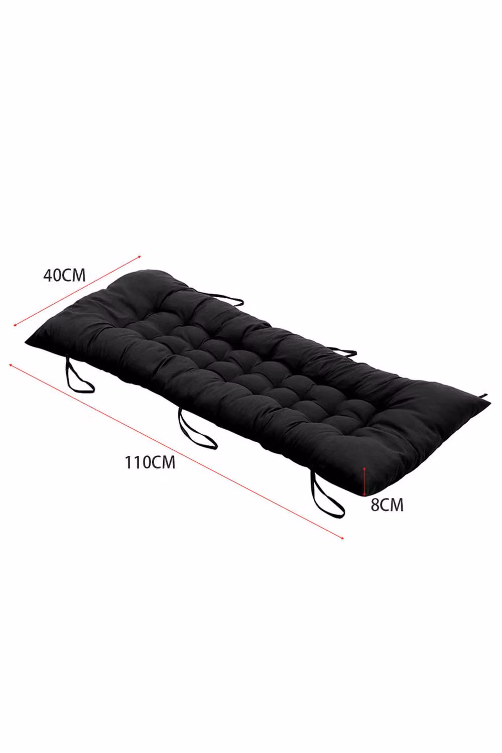 Living and Home Black Cotton Outdoor Chaise Lounge Chair Cushion, W: 48 cm, L: 125 cm – 3