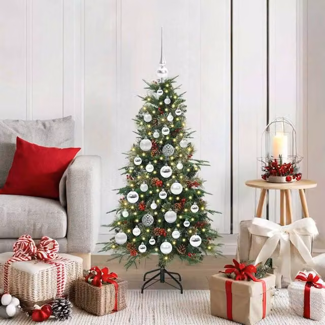 Berkfield Home Artificial Hinged Christmas Tree in Green, Height: 120 cm – 1