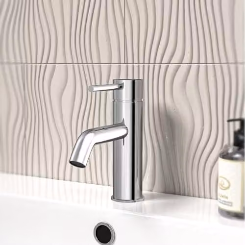 Nes Home Chrome Deck Mounted Round Single Lever Basin Mono Tap with Waste – 1