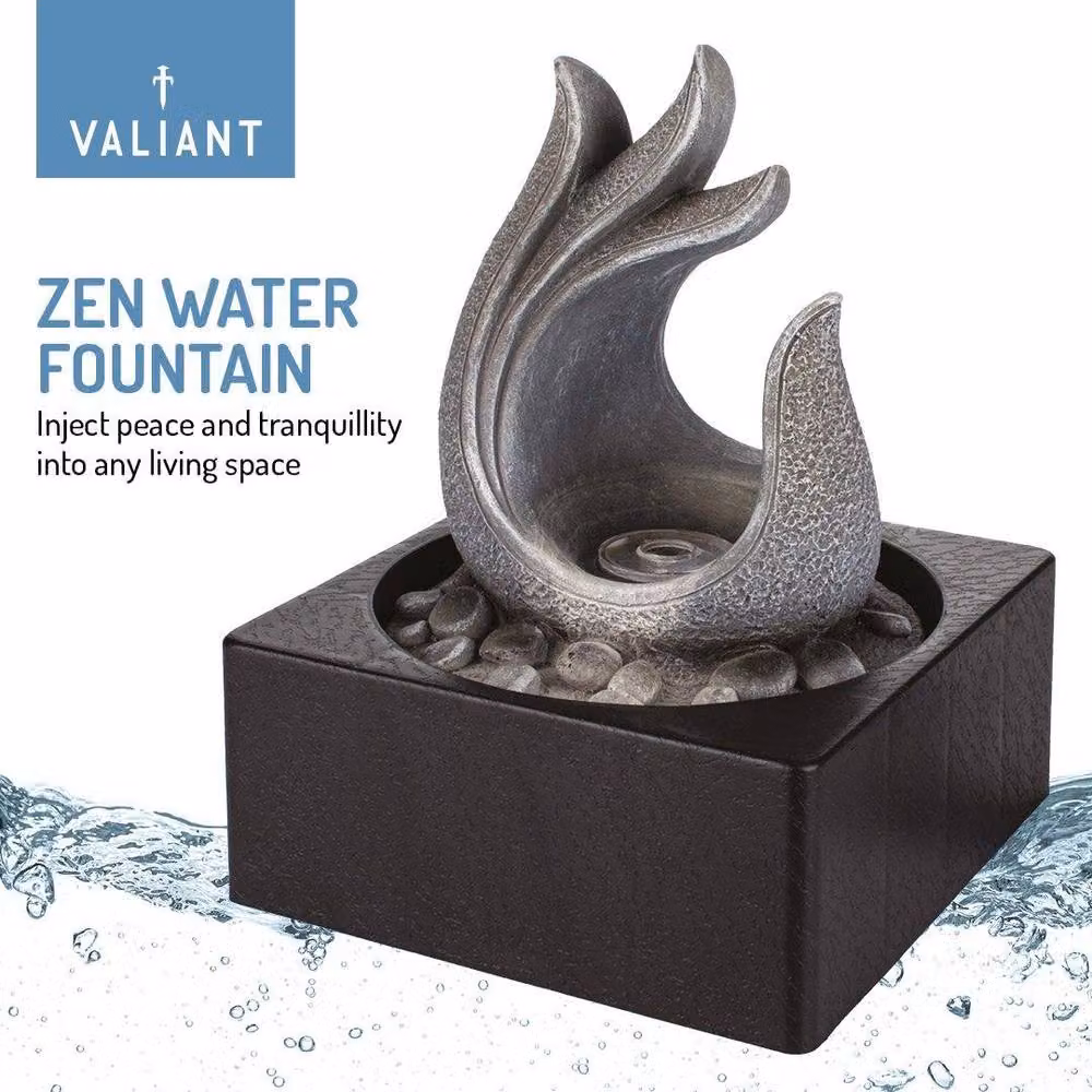 Valiant Fun Tabletop Water Fountain with LED Light, Grey, W/D/H: 24 x 18 x 18 cm – 2