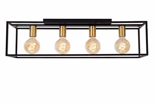 Lucide Ruben Black Metal Flush Ceiling Light with 4 x E27 Sockets – 1