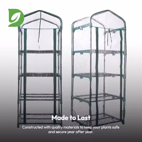 Hardys 4 Tier Mini Greenhouse with 4 Shelves, Portable Indoor and Outdoor Growhouse with Reinforced Steel Frame and PVC Plastic Cover – 3