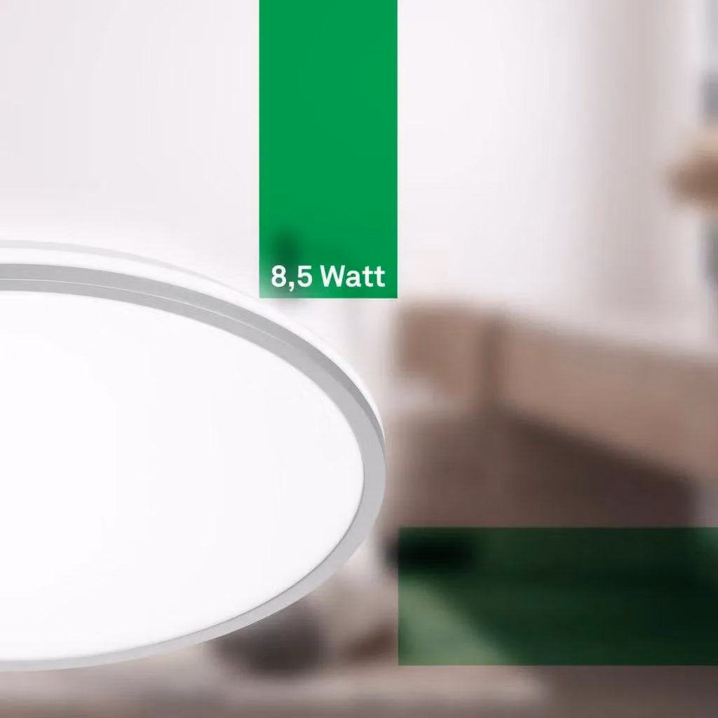 Briloner Modern LED Ceiling Panel Light in Chrome, 8.5W, 1800lm, W/D/H: 33 x 33 x 6 cm – 4