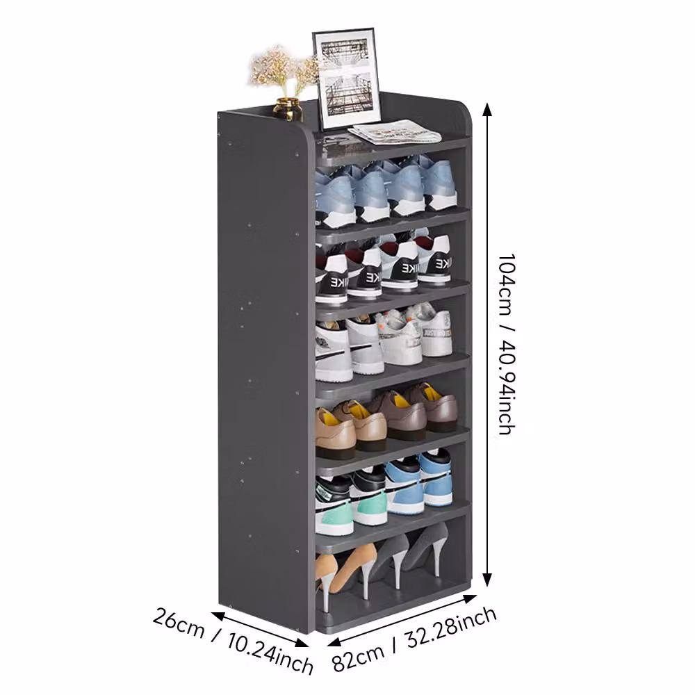 Living and Home 7-Tier Shoe Rack Organiser Storage Stand in Black, Width: 82 cm – 3