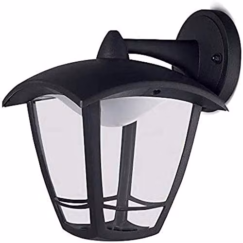 Luceco LED Top Arm Four Panel Coach Lantern in Black, IP44 Rated