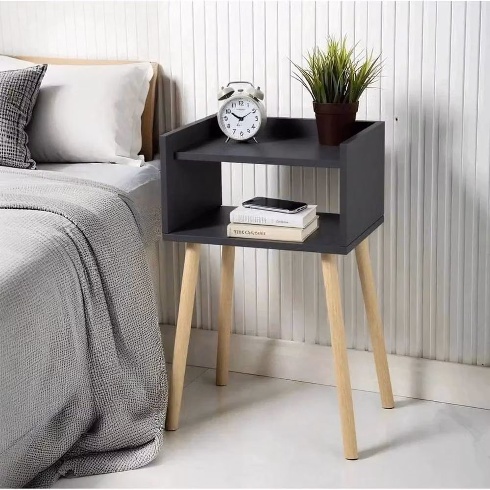 KORVIXA Modern Wooden Bedside Table in Black and Brown, W/D/H: 100 x 100 x 100 cm – 3