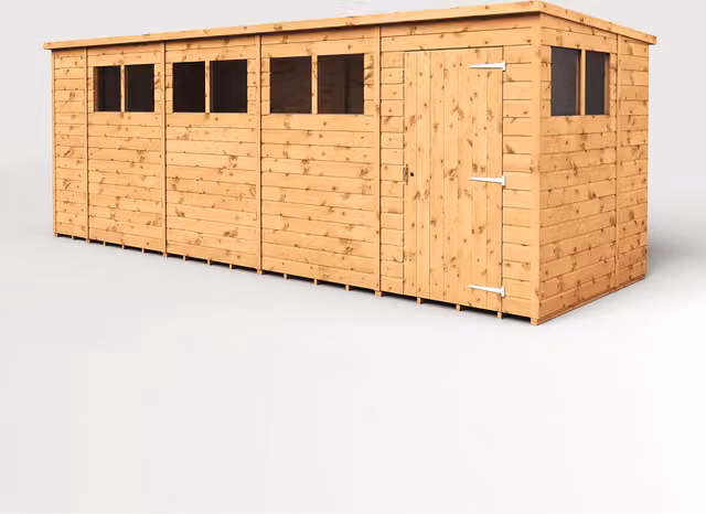 Empire Sheds Brown Modular Pent Garden Shed with Single Door and Windows