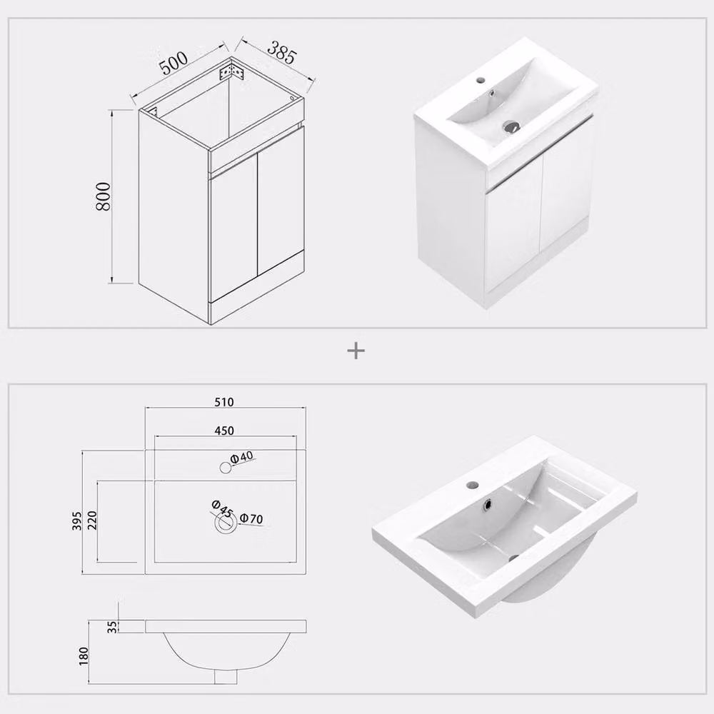 PAWNORA Matt White Freestanding Bathroom Vanity Unit – 2