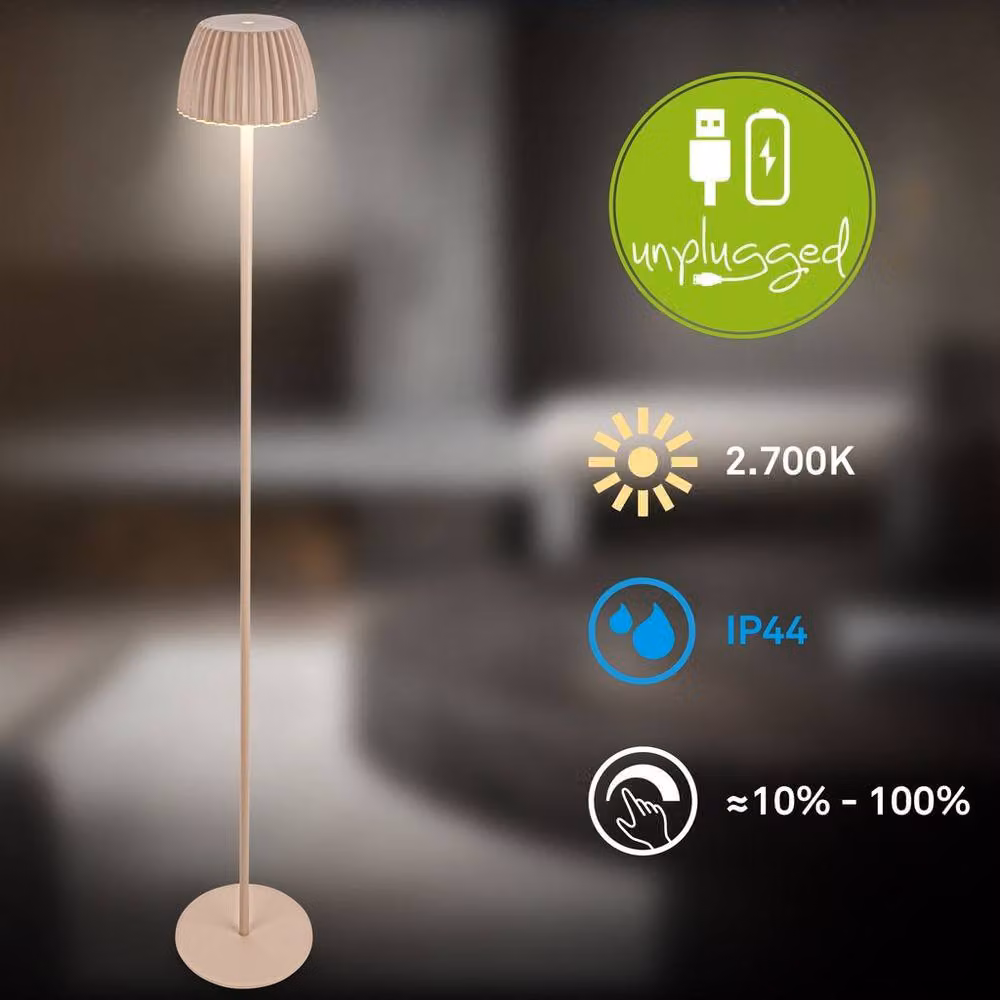 Briloner Riffle Dimmable Rechargeable USB C LED Floor Lamp in Beige – 2