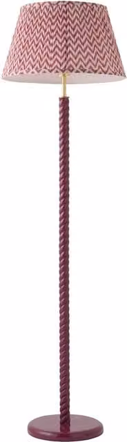 Amara Pink Twist Floor Lamp with Chevron Pleat Fabric Shade in Pink and White