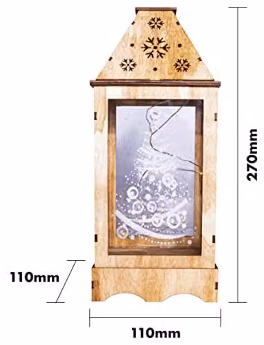 Netagon Rustic Brown Wooden Christmas Lantern with LED String Lights – 2