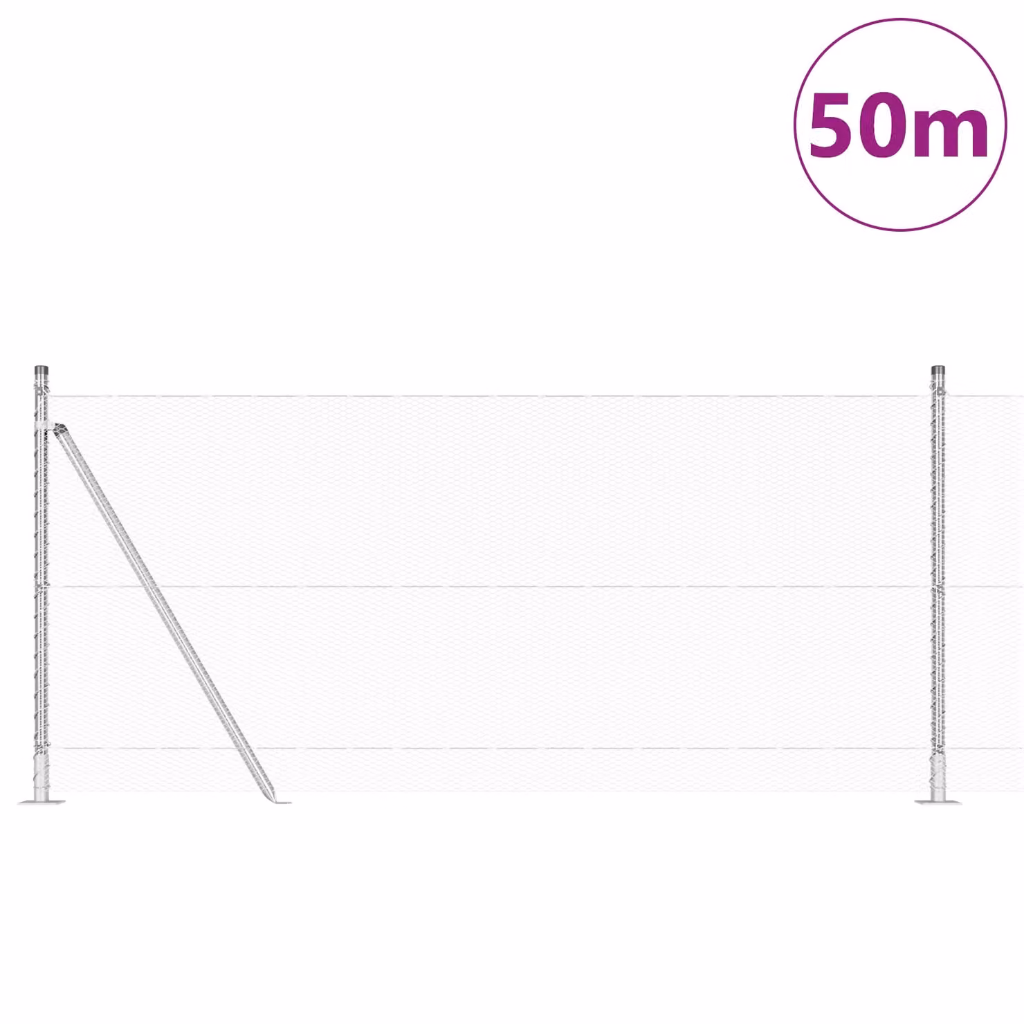 Berkfield Home Hexagon Fence in Silver Galvanised Steel, 0.8 x 50 m – 2